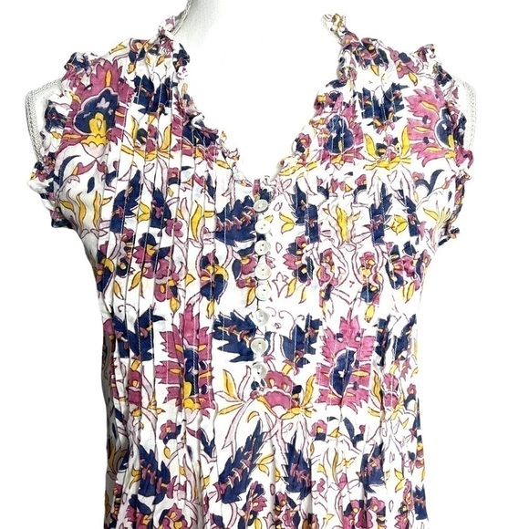 Roberta Roller Rabbit Floral Pintuck Cotton Sleeveless Top Size XS - Picture 5 of 10